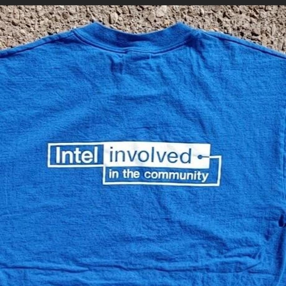 Vtg 90s Intel Involved In The Community T-Shirt L Hanes Beefy Tee Made In USA - Picture 3 of 5